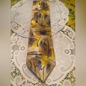 J. Garcia like 🆕 Yellow Abstract Birdland Collection Silk Tie